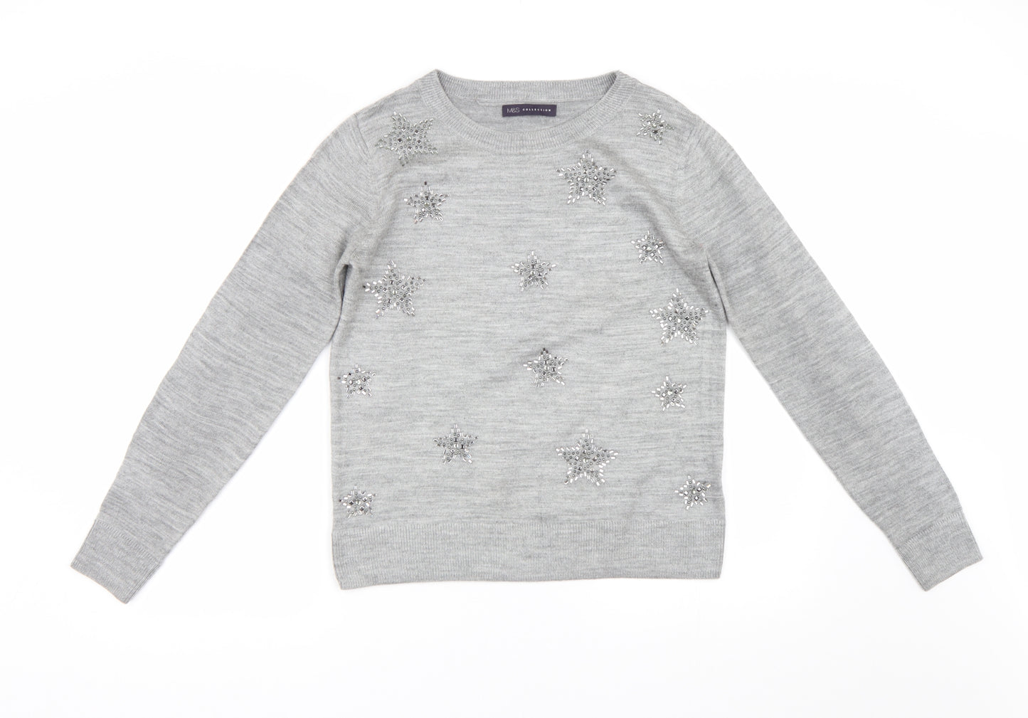 M&S Womens Grey  Knit Pullover Jumper Size S