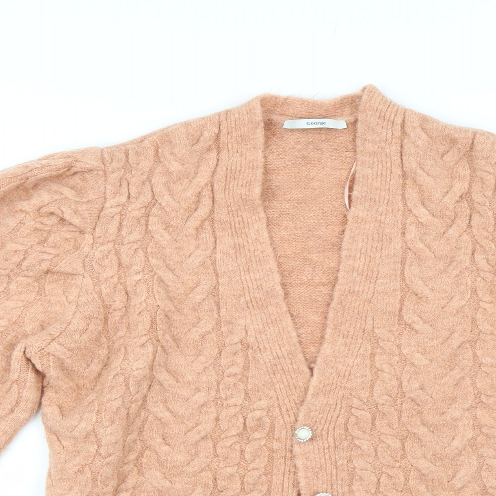 George Womens Orange  Knit Cardigan Jumper Size M