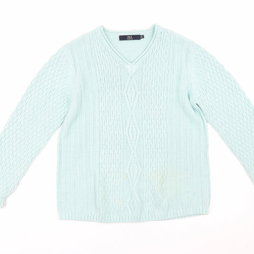 Isle Womens Green  Knit Pullover Jumper Size M
