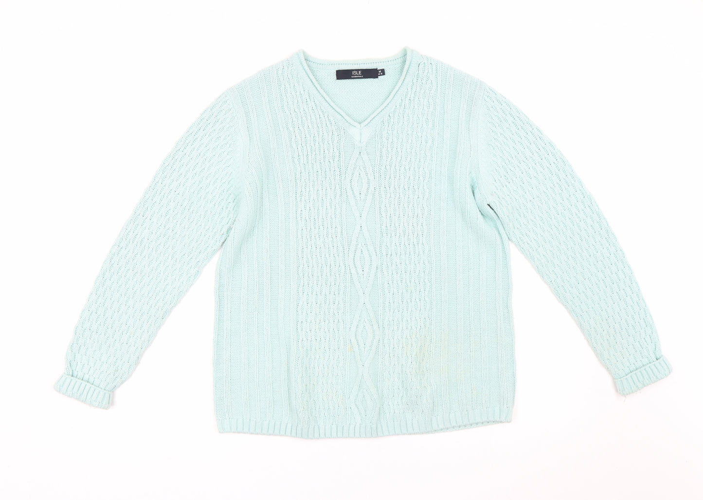 Isle Womens Green  Knit Pullover Jumper Size M