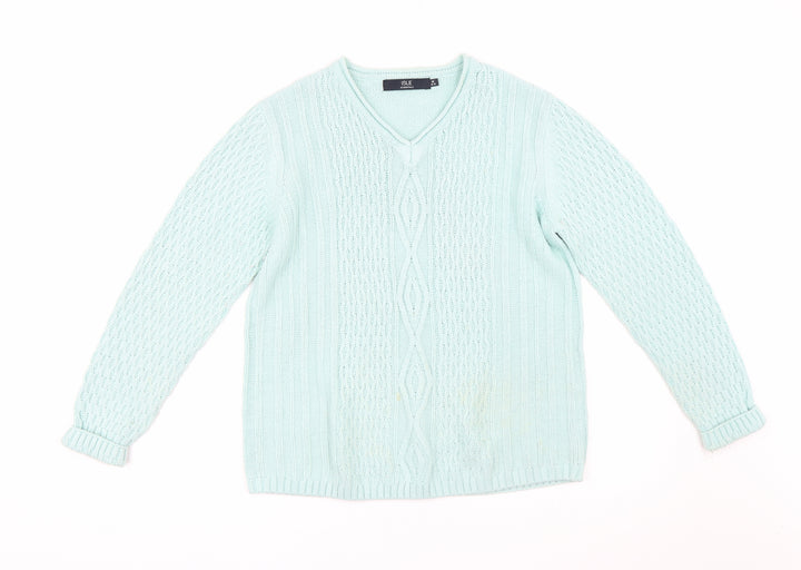 Isle Womens Green  Knit Pullover Jumper Size M