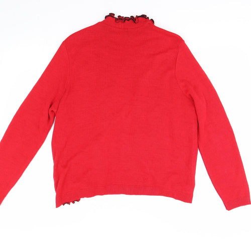 Just Elegance Womens Red Striped Knit Pullover Jumper Size L