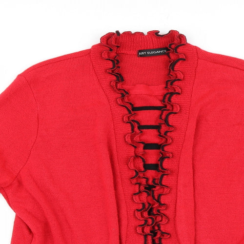 Just Elegance Womens Red Striped Knit Pullover Jumper Size L
