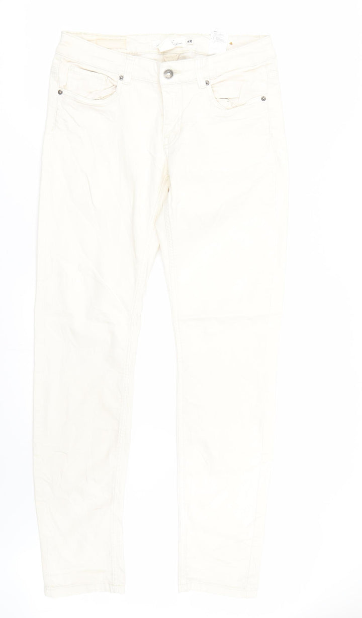 H&M Womens Ivory Denim Skinny Jeans Size 12 L31 in