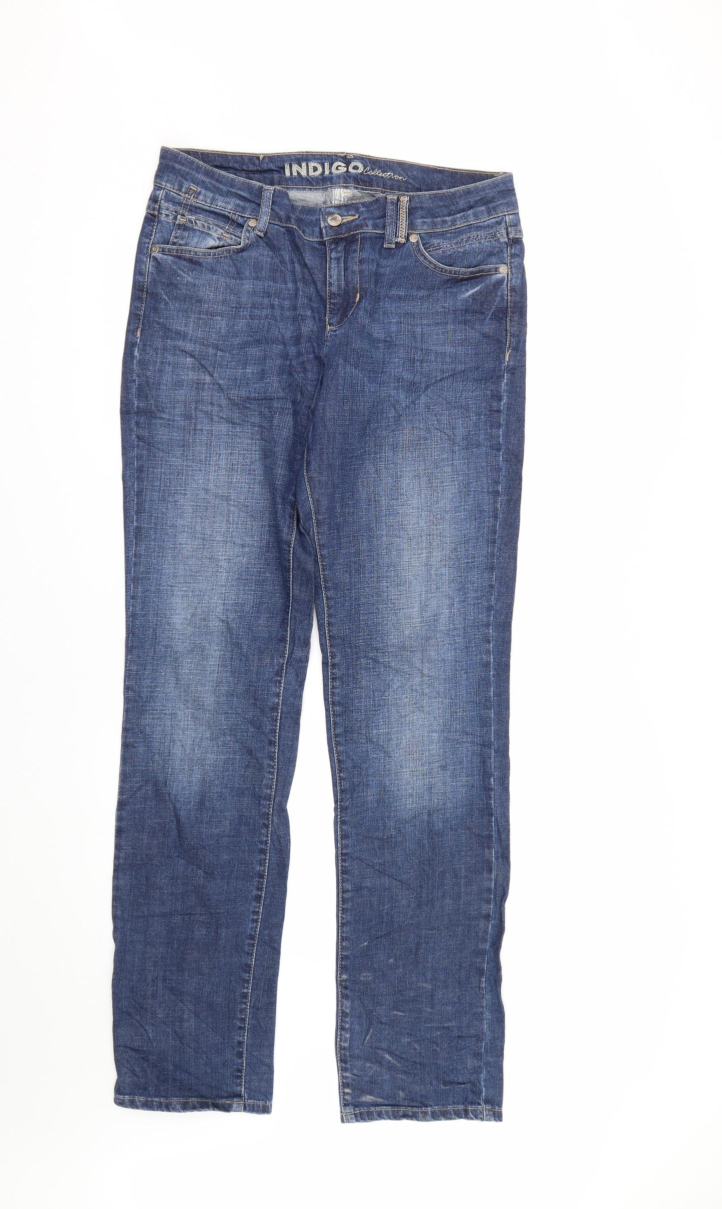 Indigo Womens Blue  Denim Straight Jeans Size 14 L32 in