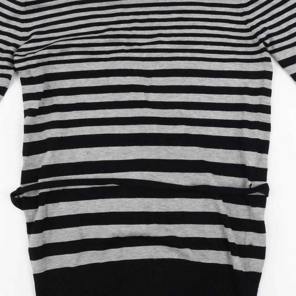 AMARANTO Womens Grey Striped  Cardigan Jumper Size 10