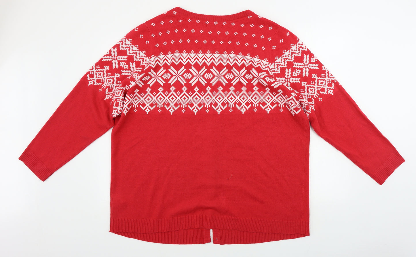 BPC    Womens Red Geometric  Cardigan Jumper Size 2XL