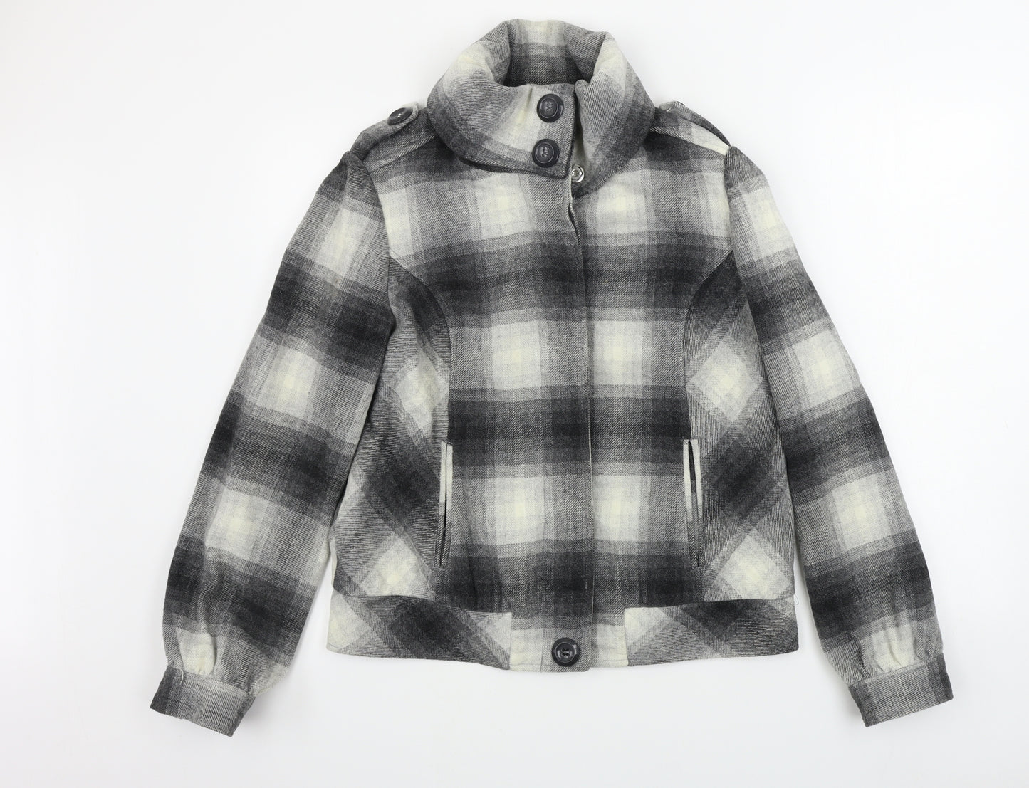 New Look  Womens Grey Check  Jacket Coat Size 14