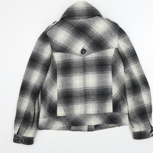 New Look  Womens Grey Check  Jacket Coat Size 14