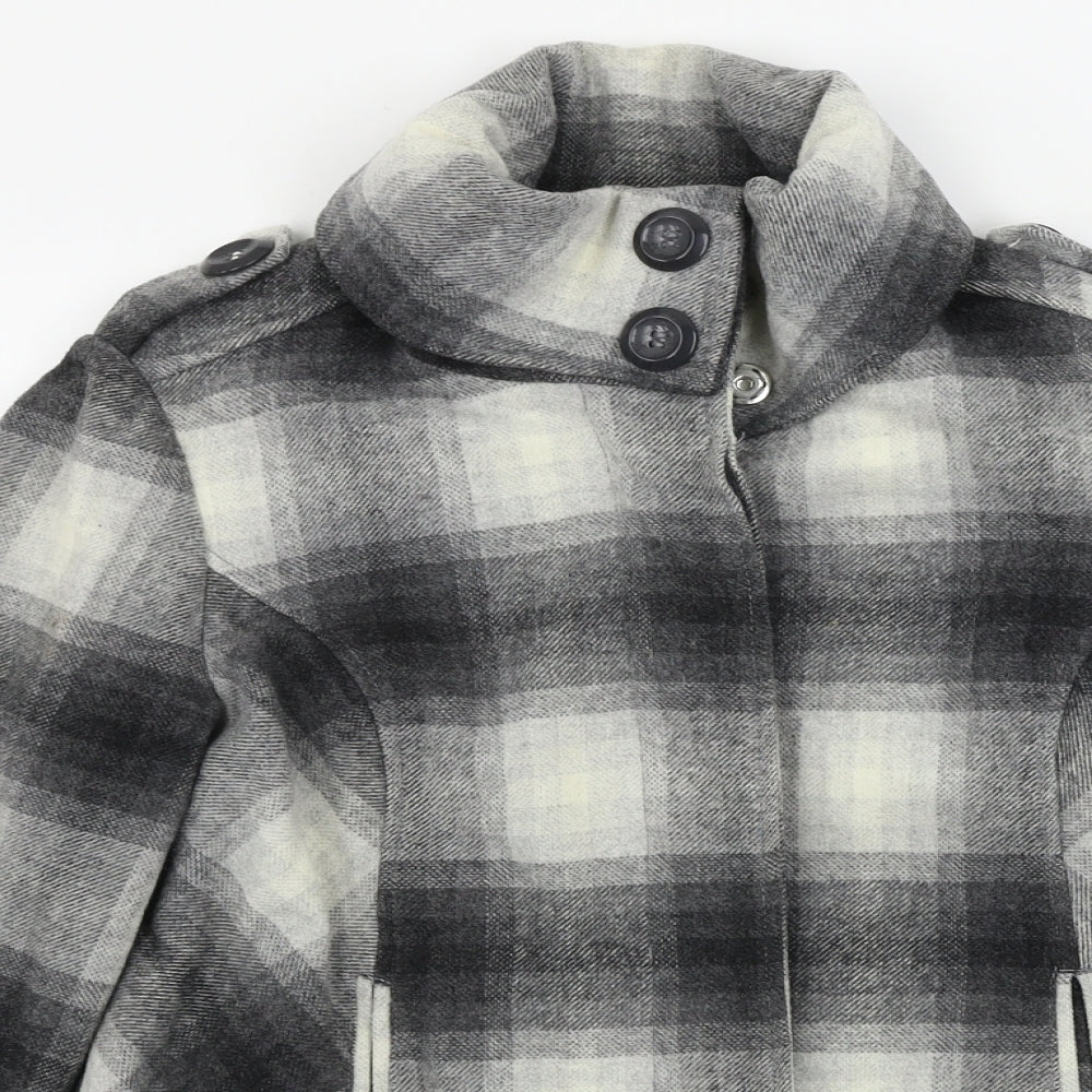 New Look  Womens Grey Check  Jacket Coat Size 14