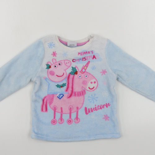 George Girls Blue   Top Pyjama Top Size 3-4 Years  - peppa pig christmas