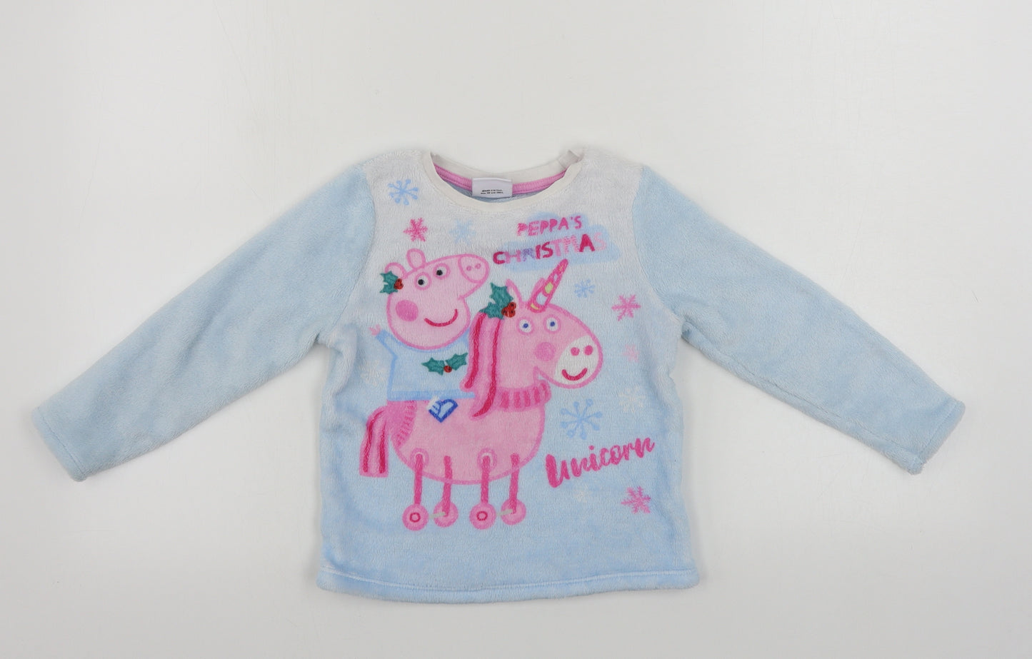 George Girls Blue   Top Pyjama Top Size 3-4 Years  - peppa pig christmas