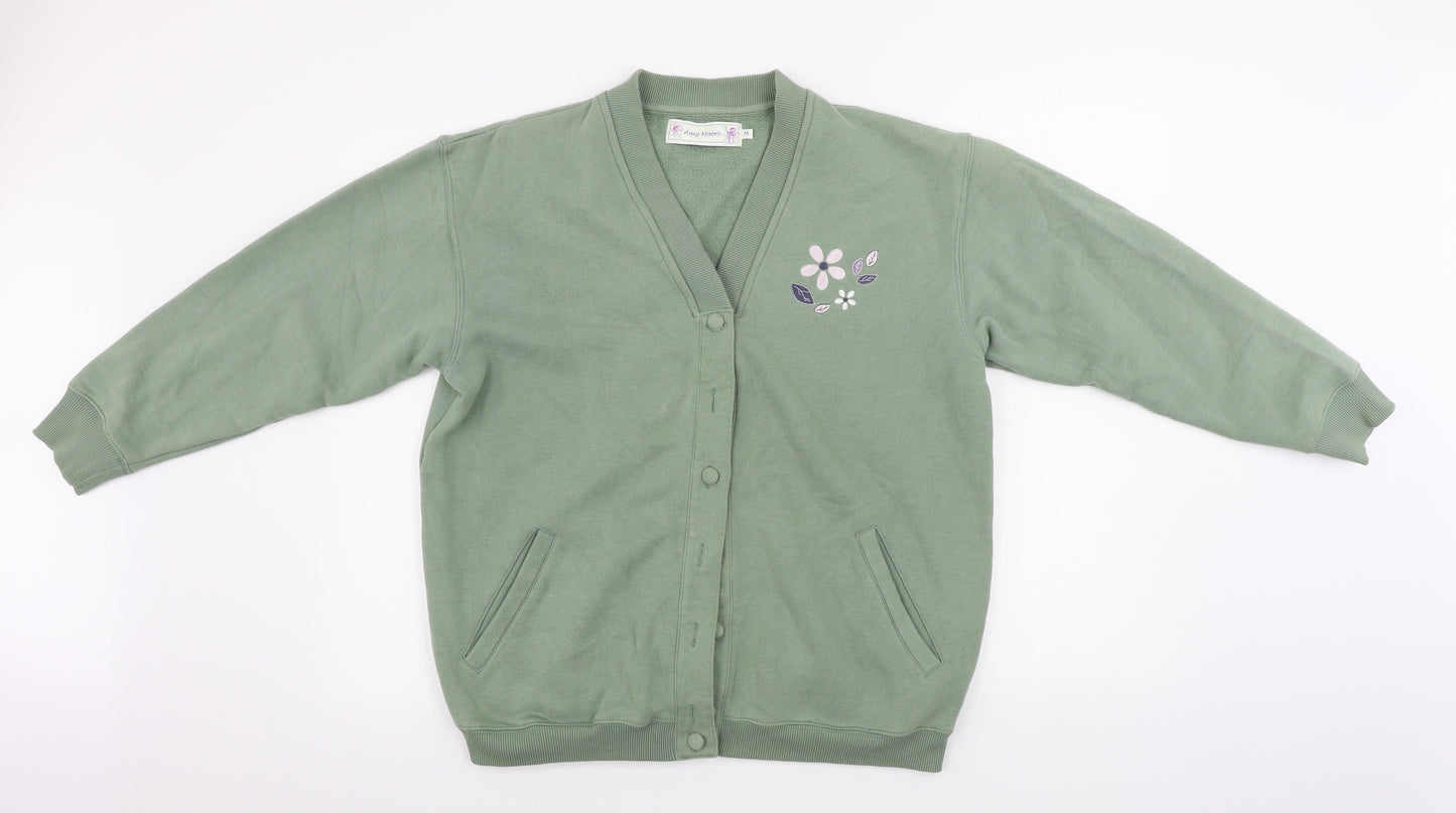Amy Moore  Womens Green Floral  Cardigan Jumper Size M