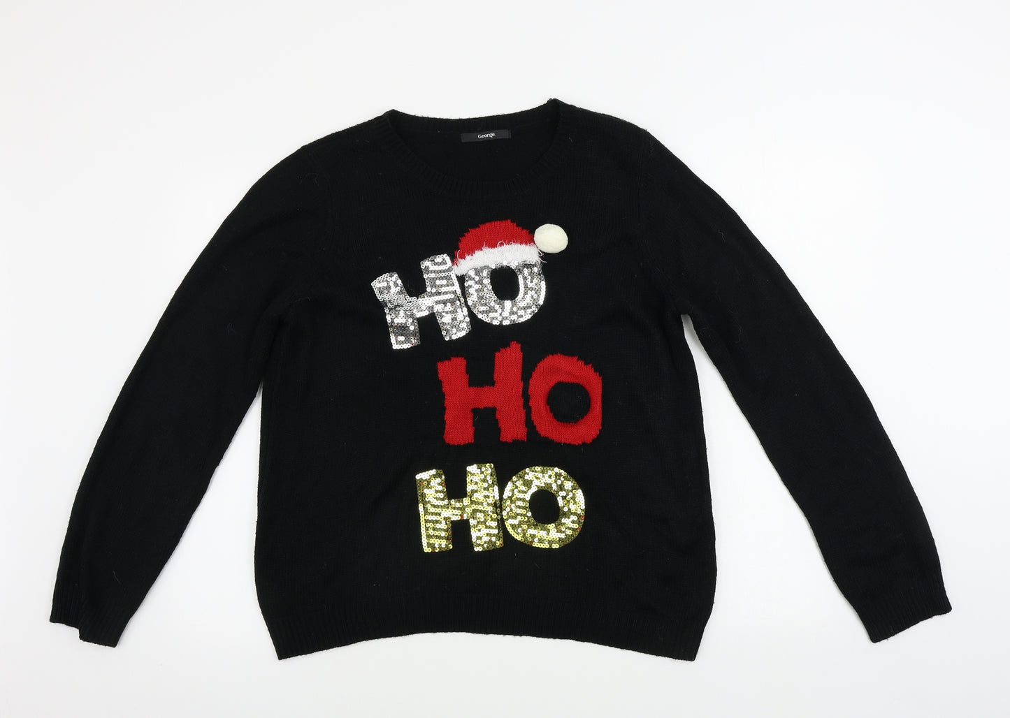George Womens Black   Pullover Jumper Size 16  - Christmas Jumper