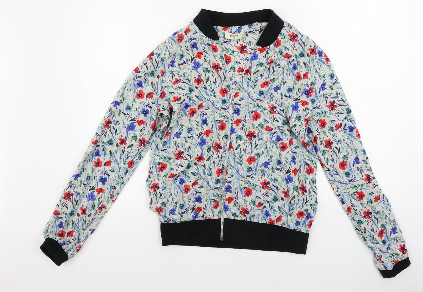 Papaya  Womens Grey Floral  Jacket Coat Size 12