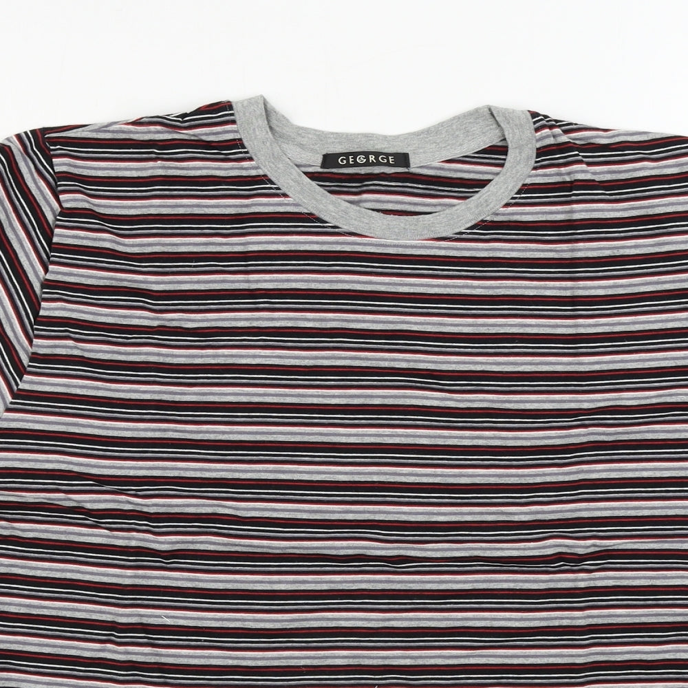 George Mens Grey Striped   T-Shirt Size L