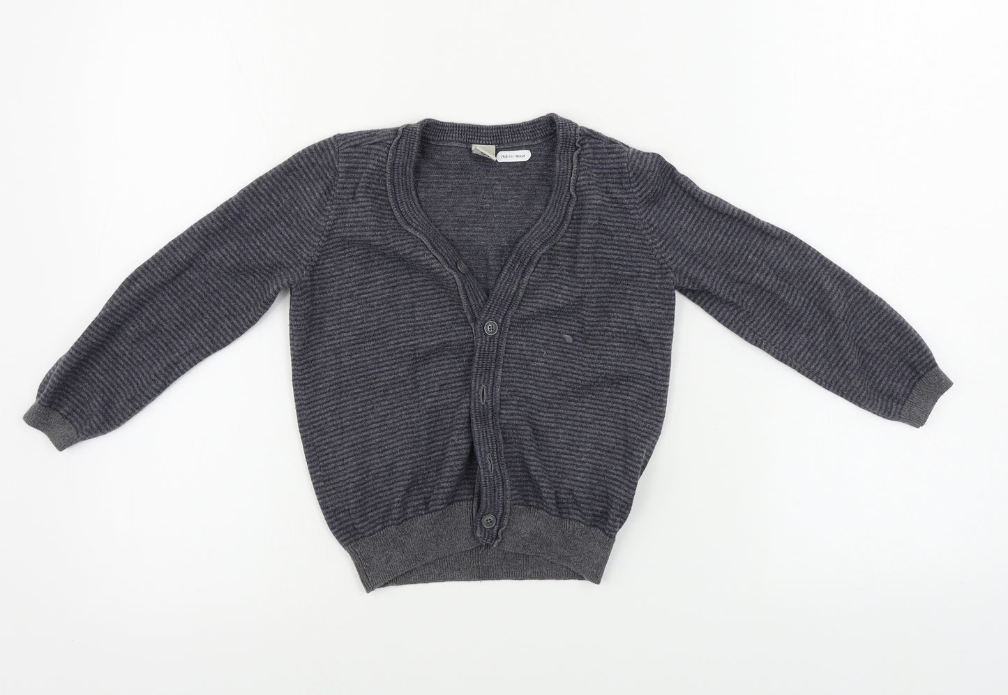 TU Boys Grey Striped  Cardigan Jumper Size 4 Years