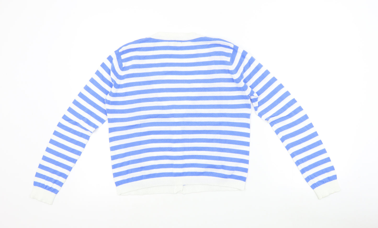 Matalan Womens Blue Striped  Cardigan Jumper Size 12