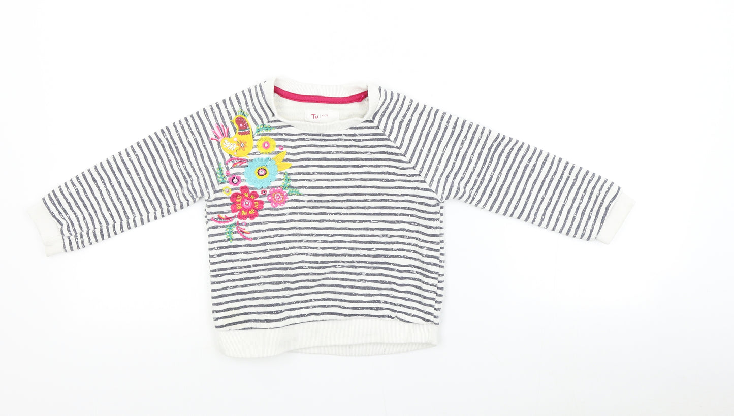 TU Girls Multicoloured Striped  Pullover Sweatshirt Size 3-4 Years