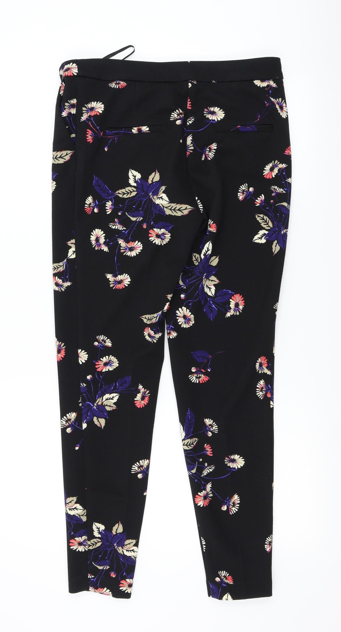 NEXT Womens Black Floral  Trousers  Size 8 L28 in