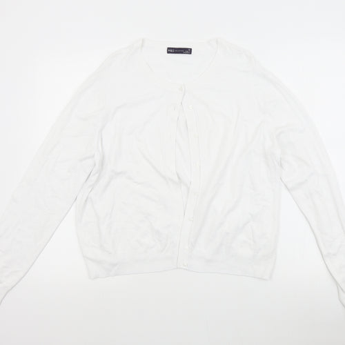 Marks and Spencer Womens White   Cardigan Jumper Size 16