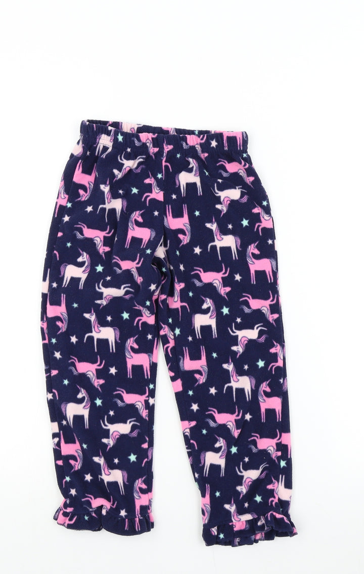 simple joys Girls Blue Solid  Top Pyjama Pants Size 5 Years