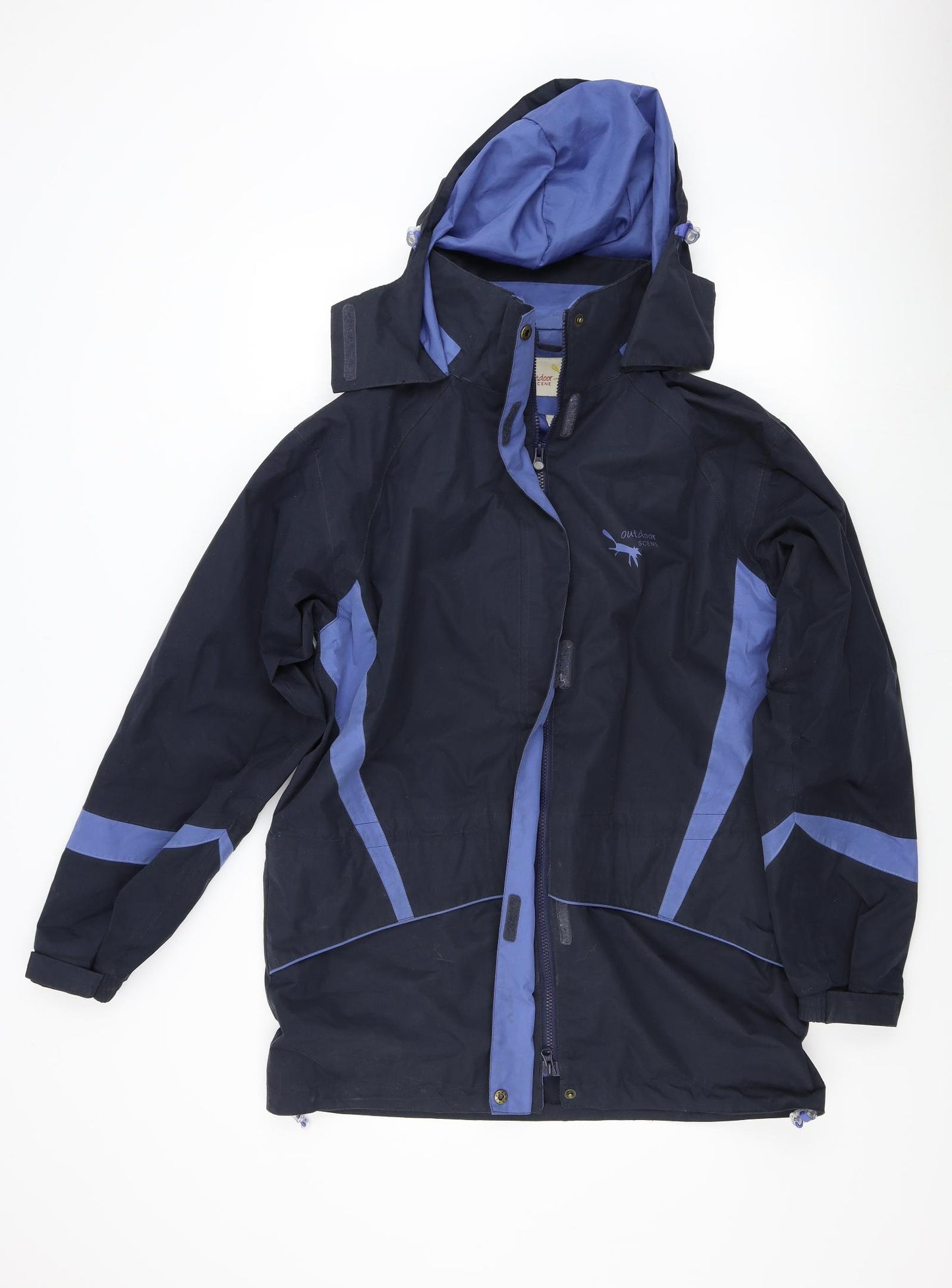 Outdoor Scene Womens Blue   Rain Coat Coat Size 16