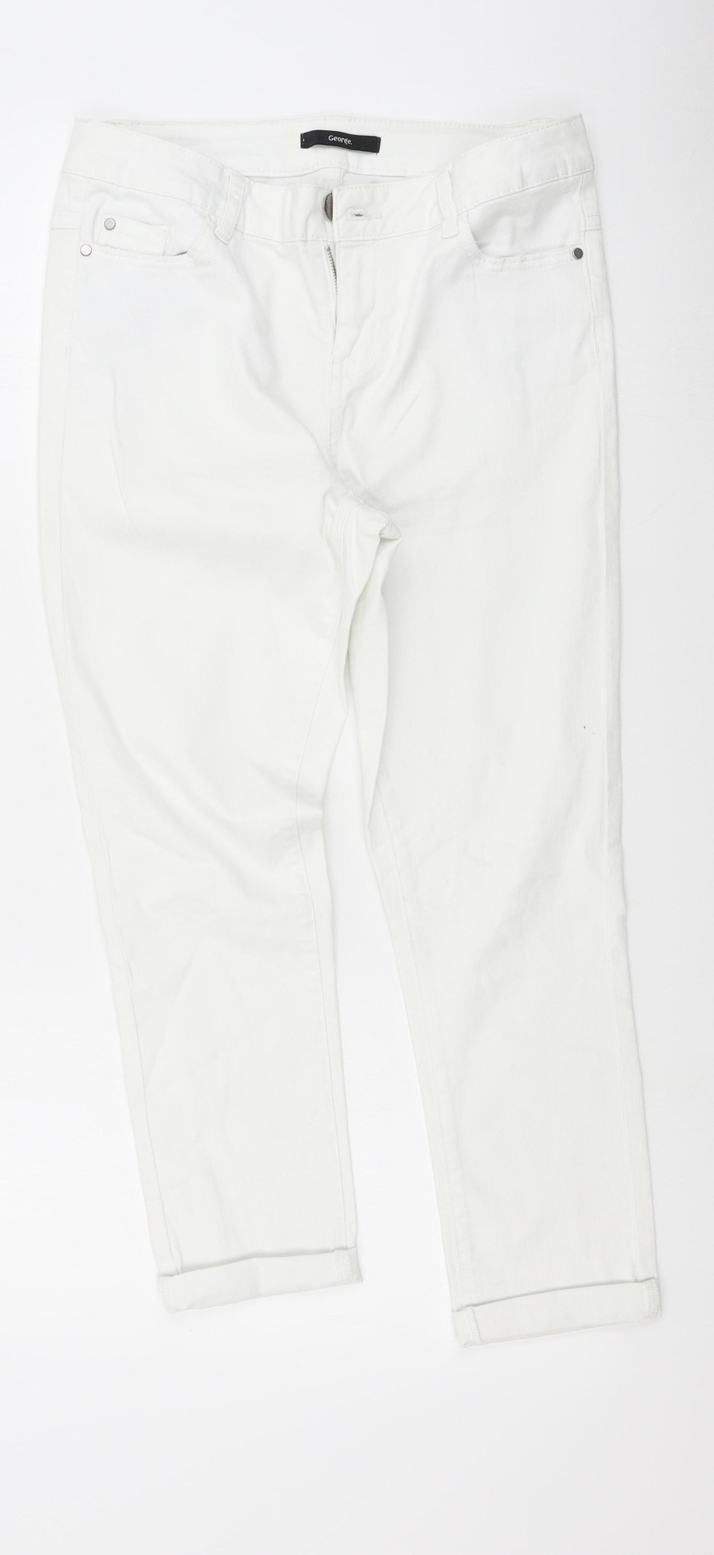 George Womens White   Tapered Jeans Size 10 L24 in