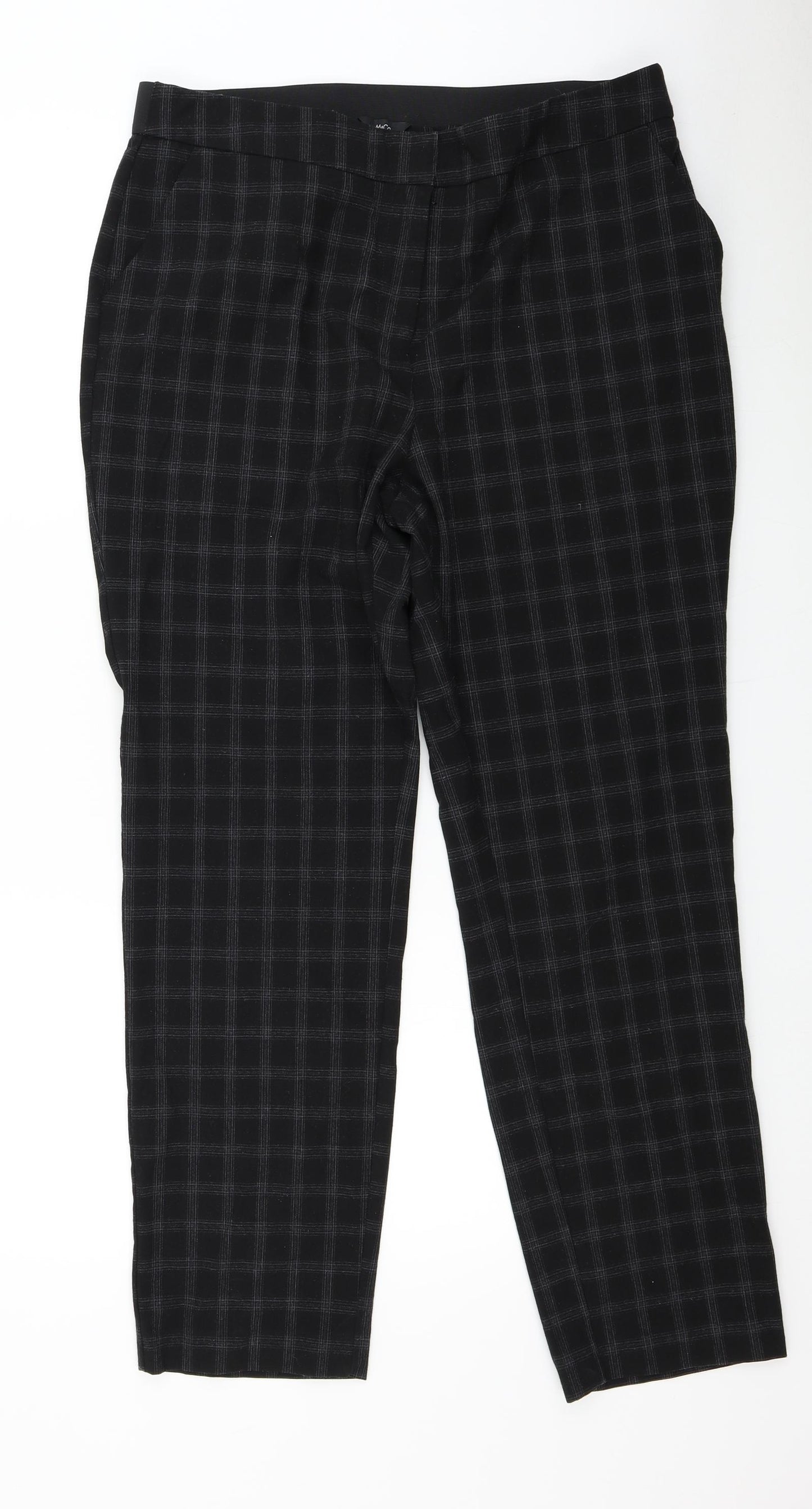 M&Co Womens Beige Check  Trousers  Size 14 L29 in