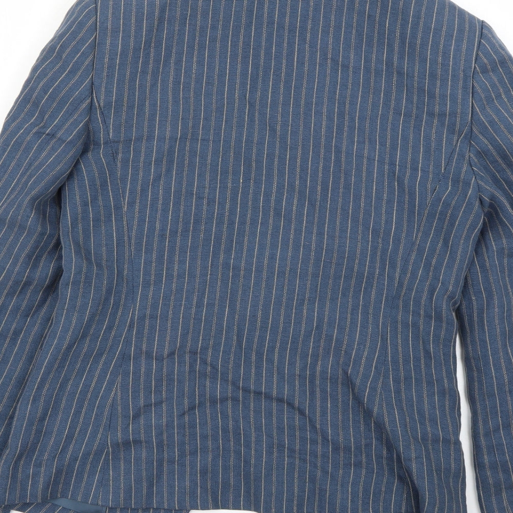 Artigiano Womens Blue Striped  Jacket Blazer Size 10