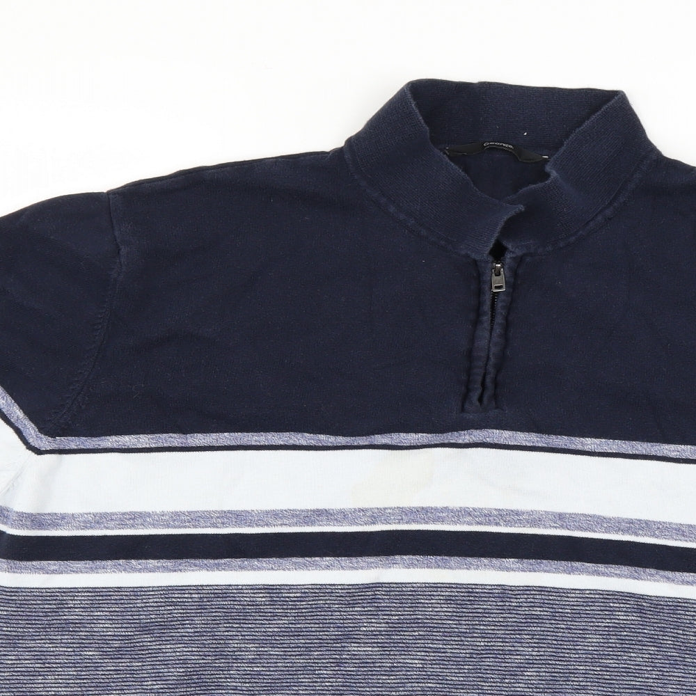 George Mens Blue Striped  Pullover Jumper Size 2XL