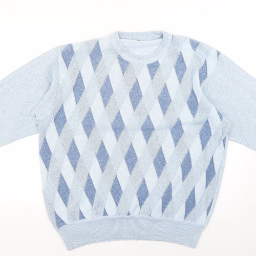 Preworn Mens Blue Argyle/Diamond  Pullover Jumper Size XL
