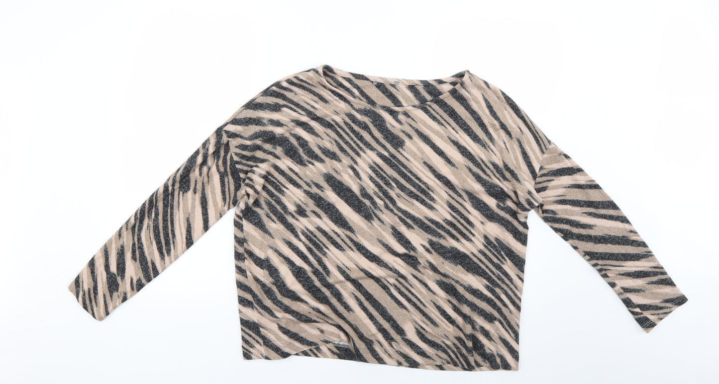 Debenhams Womens Brown Animal Print  Pullover Jumper Size 16