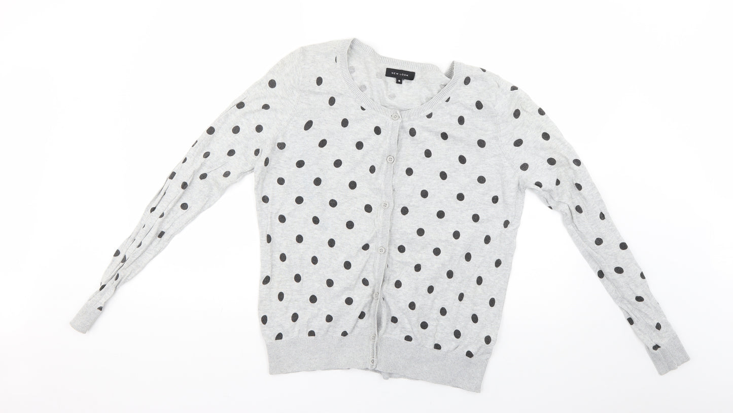New Look Womens Grey Polka Dot  Cardigan Jumper Size 16