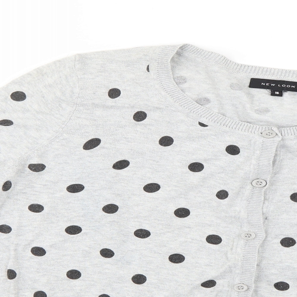 New Look Womens Grey Polka Dot  Cardigan Jumper Size 16