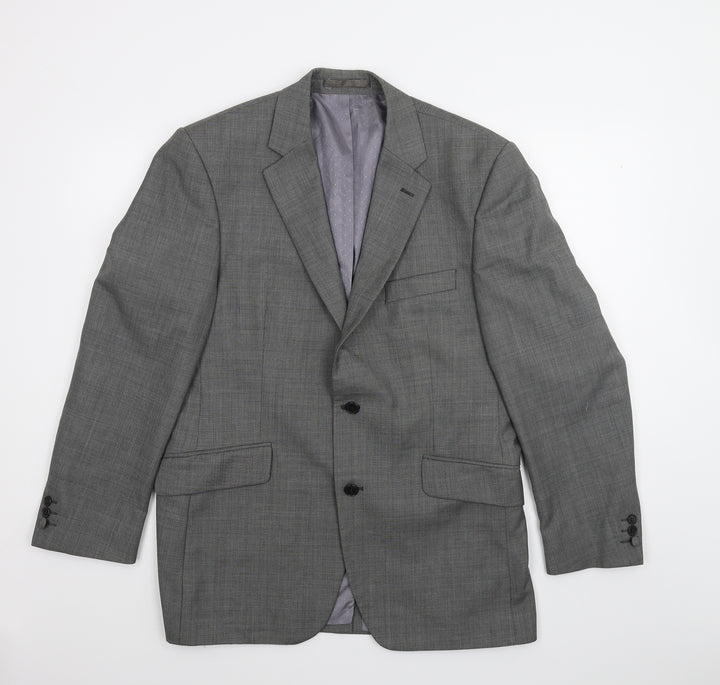 Flintoff Mens Grey Jacket Suit Jacket Size 40