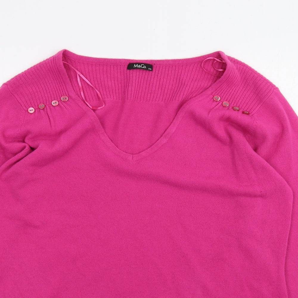 M&Co Womens Pink   Basic T-Shirt Size 2XL