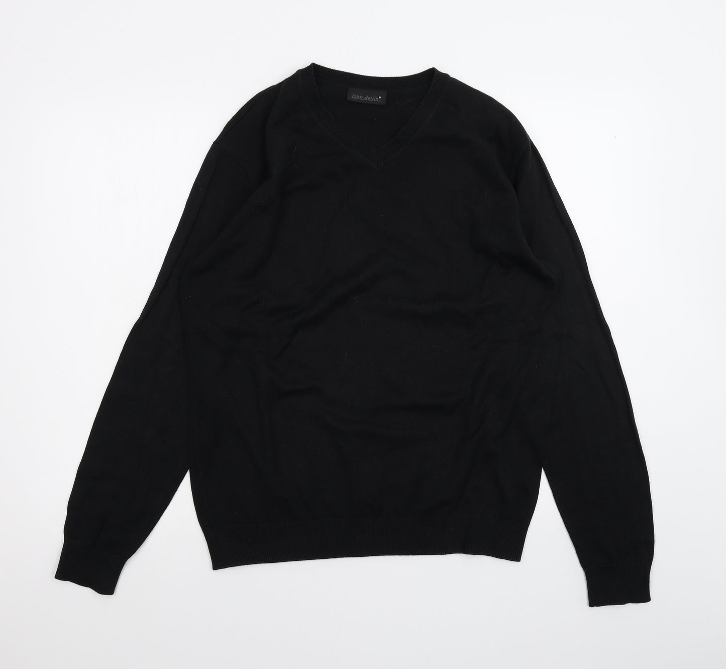 John Devin Mens Black   Pullover Jumper Size M