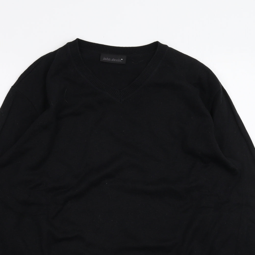John Devin Mens Black   Pullover Jumper Size M