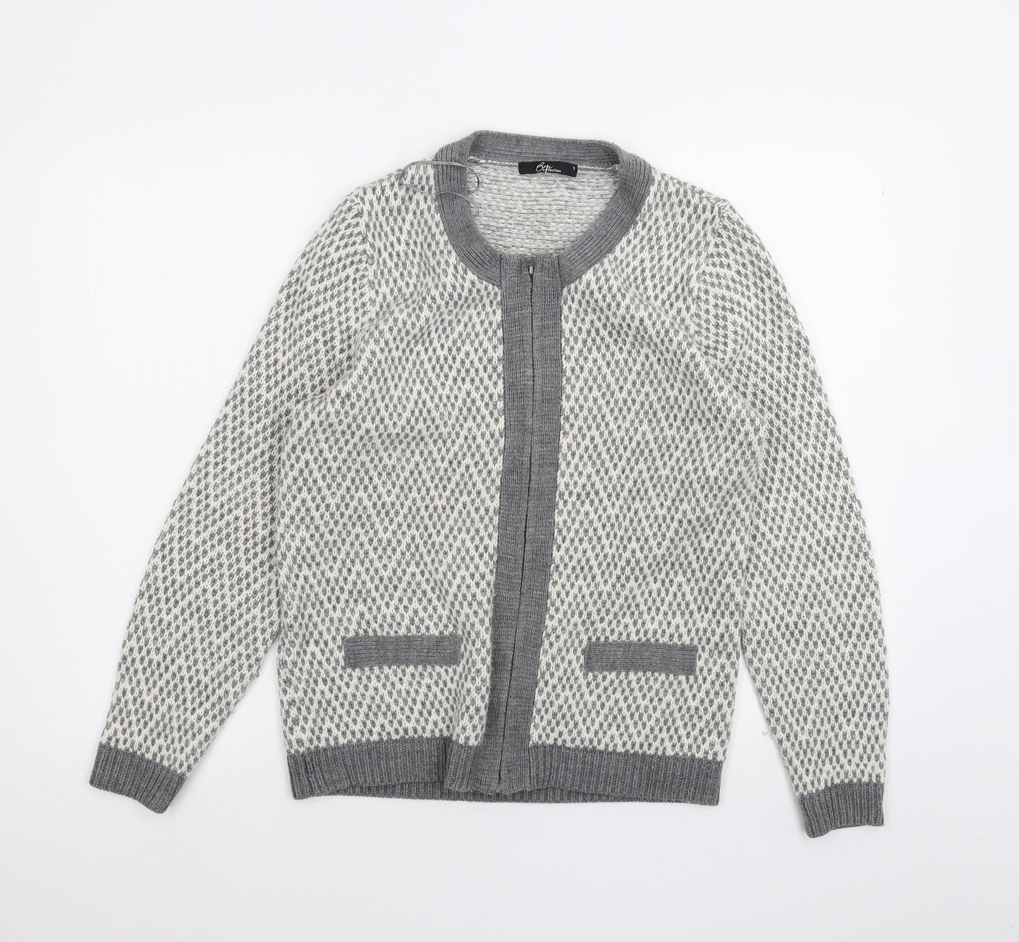 BM Womens White   Full Zip Jumper Size S