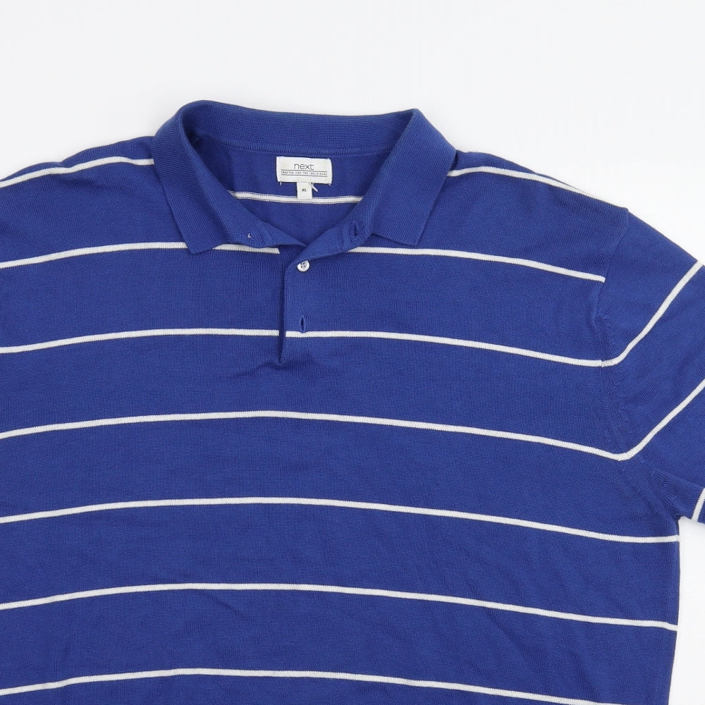 NEXT Mens Blue Striped   Polo Size XL