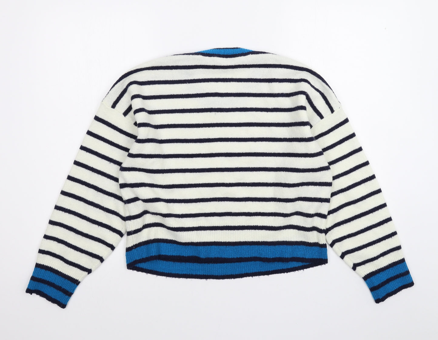 Topshop Womens White Striped  Pullover Jumper Size 8