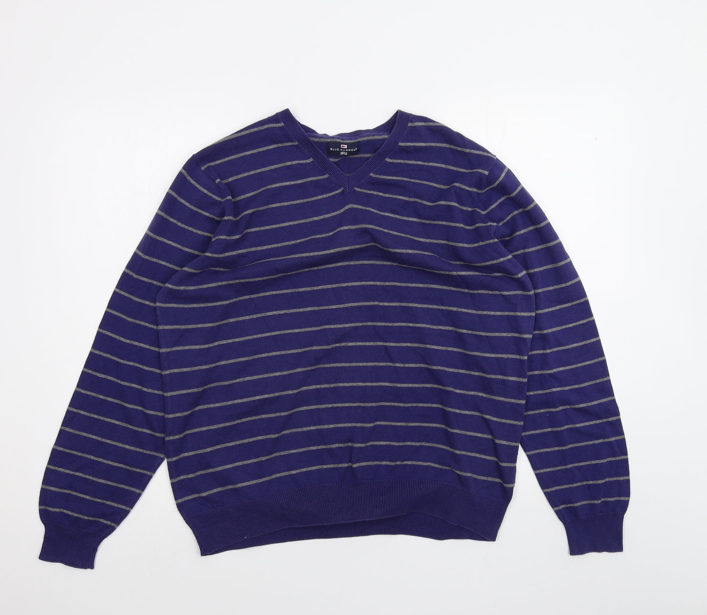 Marks and Spencer Mens Blue Striped   T-Shirt Size L