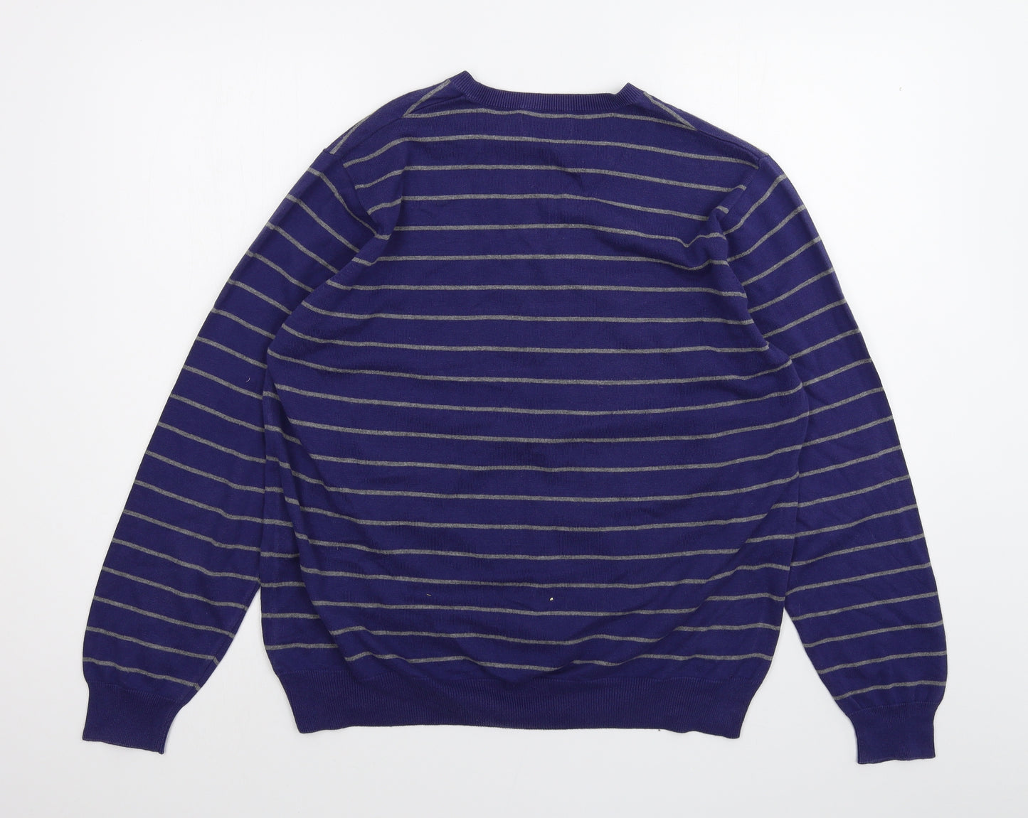 Marks and Spencer Mens Blue Striped   T-Shirt Size L