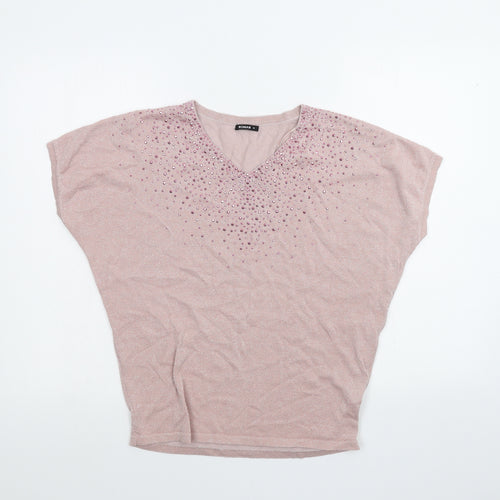 Roman Womens Pink   Basic T-Shirt Size 10