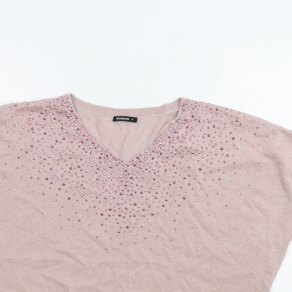 Roman Womens Pink   Basic T-Shirt Size 10