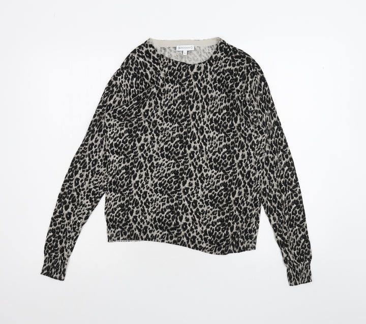Warehouse Womens Black Animal Print  Basic T-Shirt Size 12