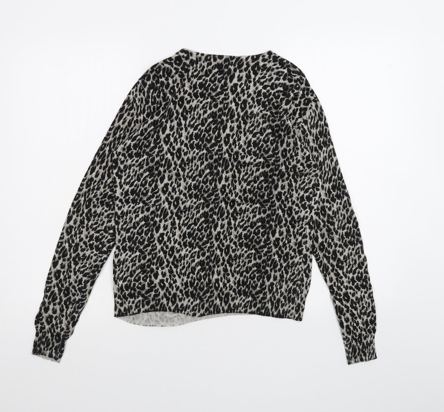 Warehouse Womens Black Animal Print  Basic T-Shirt Size 12