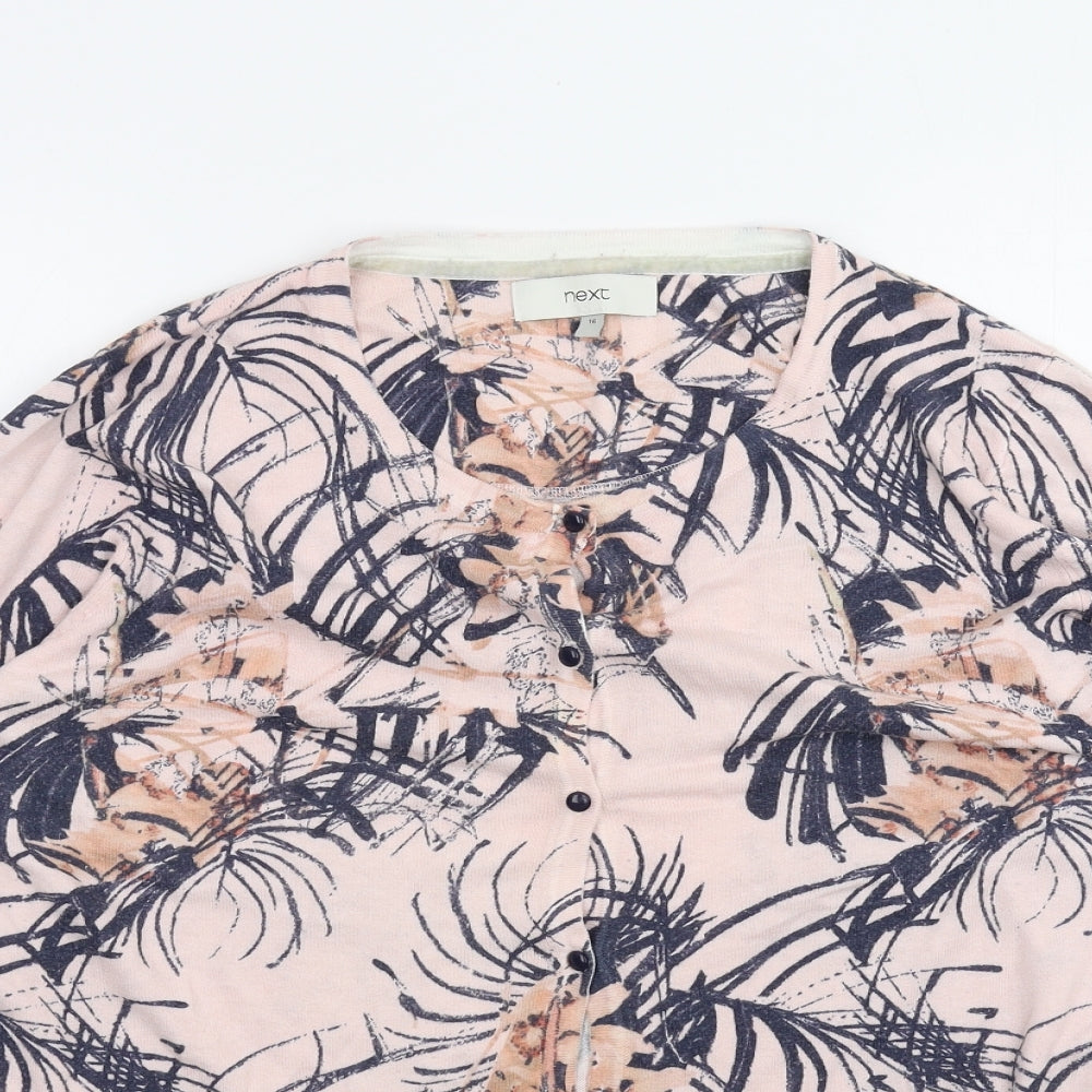 NEXT Womens Pink Floral  Cardigan Jumper Size 16