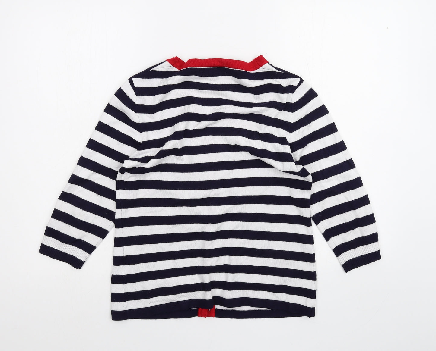 BASSINI Womens White Striped  Cardigan Jumper Size S